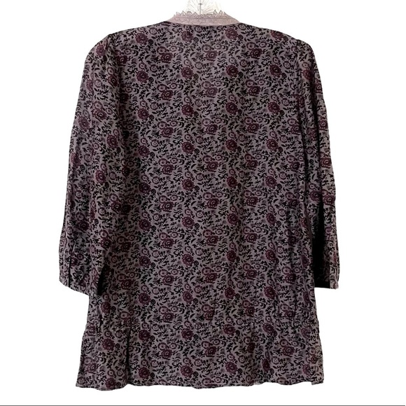 🌺 Sanctuary Purple Floral Boho Lace Silk Blend Lightweight Tunic Blouse Size XS - Picture 2 of 9